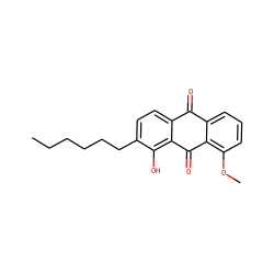 CCCCCCc1ccc2c(c1O)C(=O)c1c(OC)cccc1C2=O ZINC000013454729