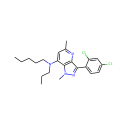 CCCCCN(CCC)c1cc(C)nc2c(-c3ccc(Cl)cc3Cl)nn(C)c12 ZINC000013553422