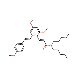 CCCCCN(CCCCC)C(=O)/C=C/c1c(/C=C/c2ccc(OC)cc2)cc(OC)cc1OC ZINC000095591800