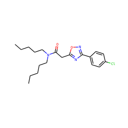 CCCCCN(CCCCC)C(=O)Cc1nc(-c2ccc(Cl)cc2)no1 ZINC000072119735