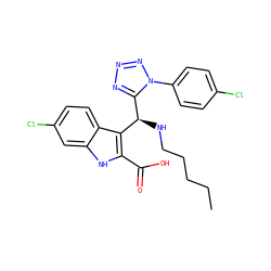CCCCCN[C@@H](c1c(C(=O)O)[nH]c2cc(Cl)ccc12)c1nnnn1-c1ccc(Cl)cc1 ZINC001772639402