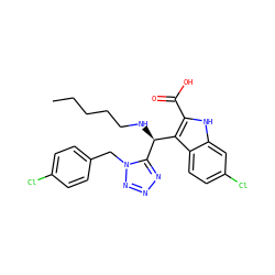 CCCCCN[C@@H](c1c(C(=O)O)[nH]c2cc(Cl)ccc12)c1nnnn1Cc1ccc(Cl)cc1 ZINC001772652554