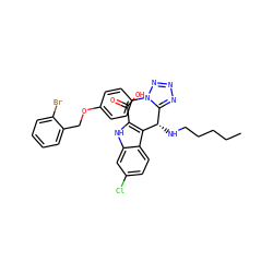 CCCCCN[C@H](c1c(C(=O)O)[nH]c2cc(Cl)ccc12)c1nnnn1-c1ccc(OCc2ccccc2Br)cc1 ZINC001772589534