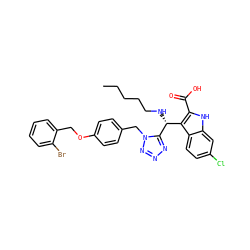 CCCCCN[C@H](c1c(C(=O)O)[nH]c2cc(Cl)ccc12)c1nnnn1Cc1ccc(OCc2ccccc2Br)cc1 ZINC001772631631