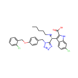 CCCCCN[C@H](c1c(C(=O)O)[nH]c2cc(Cl)ccc12)c1nnnn1Cc1ccc(OCc2ccccc2Cl)cc1 ZINC001772576798