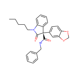 CCCCCN1C(=O)[C@@](C(=O)NCc2ccccc2)(c2ccc3c(c2)OCO3)c2ccccc21 ZINC000071332109