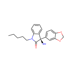 CCCCCN1C(=O)[C@@](N)(c2ccc3c(c2)OCO3)c2ccccc21 ZINC000071340971