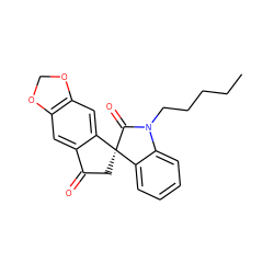 CCCCCN1C(=O)[C@@]2(CC(=O)c3cc4c(cc32)OCO4)c2ccccc21 ZINC000071341203
