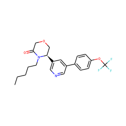 CCCCCN1C(=O)COC[C@H]1c1cncc(-c2ccc(OC(F)(F)F)cc2)c1 ZINC000205401201