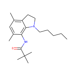 CCCCCN1CCc2c(C)cc(C)c(NC(=O)C(C)(C)C)c21 ZINC000002009806