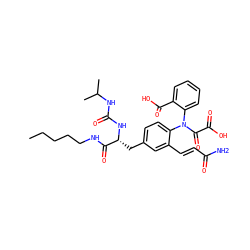 CCCCCNC(=O)[C@@H](Cc1ccc(N(C(=O)C(=O)O)c2ccccc2C(=O)O)c(/C=C/C(N)=O)c1)NC(=O)NC(C)C ZINC000042965832