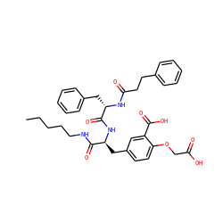 CCCCCNC(=O)[C@H](Cc1ccc(OCC(=O)O)c(C(=O)O)c1)NC(=O)[C@H](Cc1ccccc1)NC(=O)CCc1ccccc1 ZINC000028111083