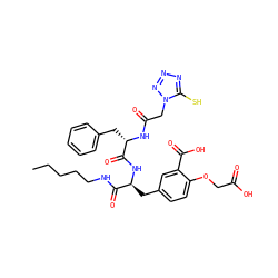 CCCCCNC(=O)[C@H](Cc1ccc(OCC(=O)O)c(C(=O)O)c1)NC(=O)[C@H](Cc1ccccc1)NC(=O)Cn1nnnc1S ZINC000028087406