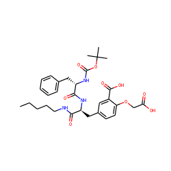 CCCCCNC(=O)[C@H](Cc1ccc(OCC(=O)O)c(C(=O)O)c1)NC(=O)[C@H](Cc1ccccc1)NC(=O)OC(C)(C)C ZINC000015615216