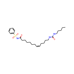 CCCCCNC(=O)NCCCC/C=C\CCCCCCC(=O)NS(=O)(=O)c1ccccc1 ZINC000203757534