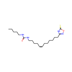 CCCCCNC(=O)NCCCC/C=C\CCCCCCc1noc(=S)[nH]1 ZINC000148875580