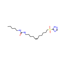 CCCCCNC(=O)NCCCC/C=C\CCCCCS(=O)(=O)c1ncn[nH]1 ZINC000148883819