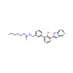 CCCCCNC(=O)NCc1cccc(-c2cccc(-c3cc4cnccc4[nH]3)c2O)c1 ZINC000101045359