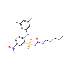 CCCCCNC(=O)NS(=O)(=O)c1cc([N+](=O)[O-])ccc1Nc1cc(C)cc(C)c1 ZINC000036190356