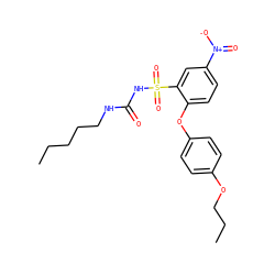 CCCCCNC(=O)NS(=O)(=O)c1cc([N+](=O)[O-])ccc1Oc1ccc(OCCC)cc1 ZINC000028710504