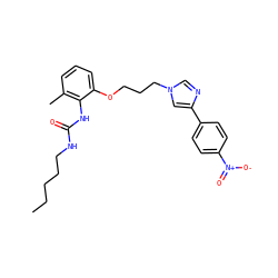 CCCCCNC(=O)Nc1c(C)cccc1OCCCn1cnc(-c2ccc([N+](=O)[O-])cc2)c1 ZINC000013827760