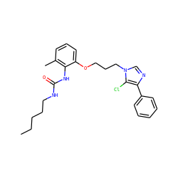 CCCCCNC(=O)Nc1c(C)cccc1OCCCn1cnc(-c2ccccc2)c1Cl ZINC000013827809