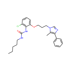 CCCCCNC(=O)Nc1c(Cl)cccc1OCCCn1cnc(-c2ccccc2)c1C ZINC000013827659