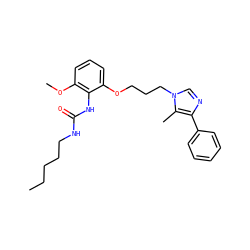 CCCCCNC(=O)Nc1c(OC)cccc1OCCCn1cnc(-c2ccccc2)c1C ZINC000013827645