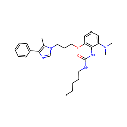 CCCCCNC(=O)Nc1c(OCCCn2cnc(-c3ccccc3)c2C)cccc1N(C)C ZINC000013827559