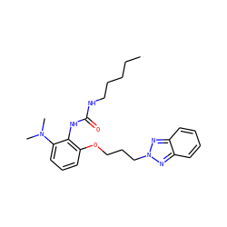 CCCCCNC(=O)Nc1c(OCCCn2nc3ccccc3n2)cccc1N(C)C ZINC000013827586