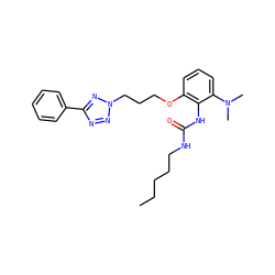 CCCCCNC(=O)Nc1c(OCCCn2nnc(-c3ccccc3)n2)cccc1N(C)C ZINC000013827574