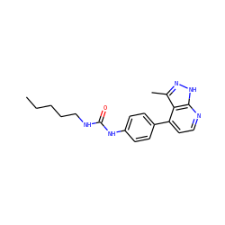 CCCCCNC(=O)Nc1ccc(-c2ccnc3[nH]nc(C)c23)cc1 ZINC001772639774