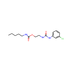 CCCCCNC(=O)OCCNC(=O)Nc1cccc(Cl)c1 ZINC000013560464