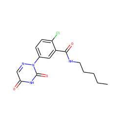 CCCCCNC(=O)c1cc(-n2ncc(=O)[nH]c2=O)ccc1Cl ZINC000071334105