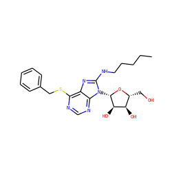 CCCCCNc1nc2c(SCc3ccccc3)ncnc2n1[C@@H]1O[C@H](CO)[C@@H](O)[C@H]1O ZINC000013607477