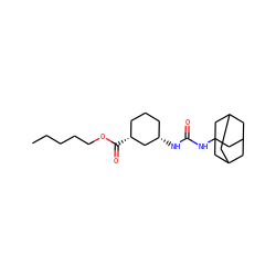 CCCCCOC(=O)[C@@H]1CCC[C@H](NC(=O)NC23CC4CC(CC(C4)C2)C3)C1 ZINC000059894592