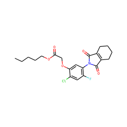 CCCCCOC(=O)COc1cc(N2C(=O)C3=C(CCCC3)C2=O)c(F)cc1Cl ZINC000001532105