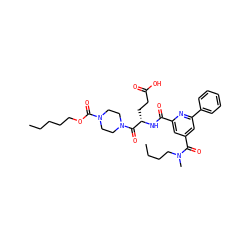 CCCCCOC(=O)N1CCN(C(=O)[C@H](CCC(=O)O)NC(=O)c2cc(C(=O)N(C)CCCC)cc(-c3ccccc3)n2)CC1 ZINC000049745002