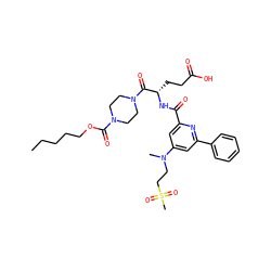 CCCCCOC(=O)N1CCN(C(=O)[C@H](CCC(=O)O)NC(=O)c2cc(N(C)CCS(C)(=O)=O)cc(-c3ccccc3)n2)CC1 ZINC000049650120