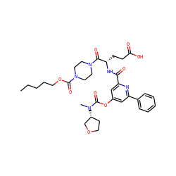 CCCCCOC(=O)N1CCN(C(=O)[C@H](CCC(=O)O)NC(=O)c2cc(OC(=O)N(C)[C@@H]3CCOC3)cc(-c3ccccc3)n2)CC1 ZINC000049757009