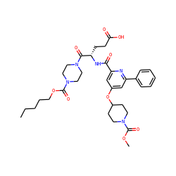 CCCCCOC(=O)N1CCN(C(=O)[C@H](CCC(=O)O)NC(=O)c2cc(OC3CCN(C(=O)OC)CC3)cc(-c3ccccc3)n2)CC1 ZINC000049711220