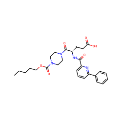 CCCCCOC(=O)N1CCN(C(=O)[C@H](CCC(=O)O)NC(=O)c2cccc(-c3ccccc3)n2)CC1 ZINC000043119137
