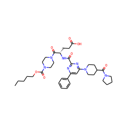 CCCCCOC(=O)N1CCN(C(=O)[C@H](CCC(=O)O)NC(=O)c2nc(-c3ccccc3)cc(N3CCC(C(=O)N4CCCC4)CC3)n2)CC1 ZINC000049694477