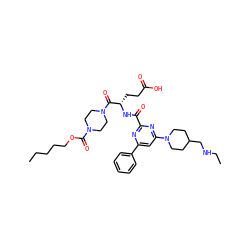 CCCCCOC(=O)N1CCN(C(=O)[C@H](CCC(=O)O)NC(=O)c2nc(-c3ccccc3)cc(N3CCC(CNCC)CC3)n2)CC1 ZINC000049694546