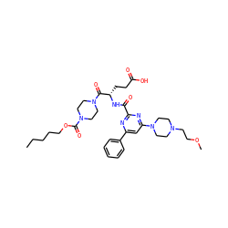 CCCCCOC(=O)N1CCN(C(=O)[C@H](CCC(=O)O)NC(=O)c2nc(-c3ccccc3)cc(N3CCN(CCOC)CC3)n2)CC1 ZINC000049680238