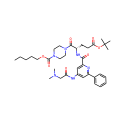 CCCCCOC(=O)N1CCN(C(=O)[C@H](CCC(=O)OC(C)(C)C)NC(=O)c2cc(NC(=O)CN(C)C)cc(-c3ccccc3)n2)CC1 ZINC000049710681