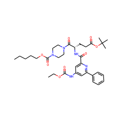 CCCCCOC(=O)N1CCN(C(=O)[C@H](CCC(=O)OC(C)(C)C)NC(=O)c2cc(NC(=O)OCC)cc(-c3ccccc3)n2)CC1 ZINC000049756263