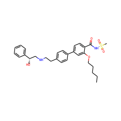 CCCCCOc1cc(-c2ccc(CCNC[C@H](O)c3ccccc3)cc2)ccc1C(=O)NS(C)(=O)=O ZINC000040891736