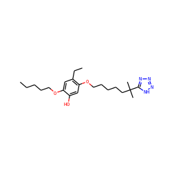 CCCCCOc1cc(CC)c(OCCCCCC(C)(C)c2nnn[nH]2)cc1O ZINC000029405201