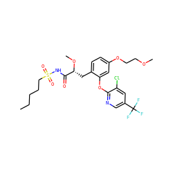 CCCCCS(=O)(=O)NC(=O)[C@@H](Cc1ccc(OCCOC)cc1Oc1ncc(C(F)(F)F)cc1Cl)OC ZINC000084597067